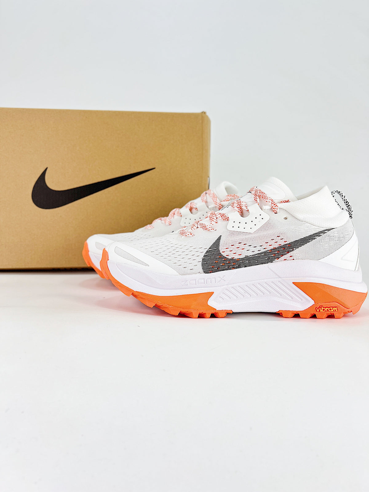Nike ACG ZoomX Trail Running Shoes - White, Dark Gray & Orange