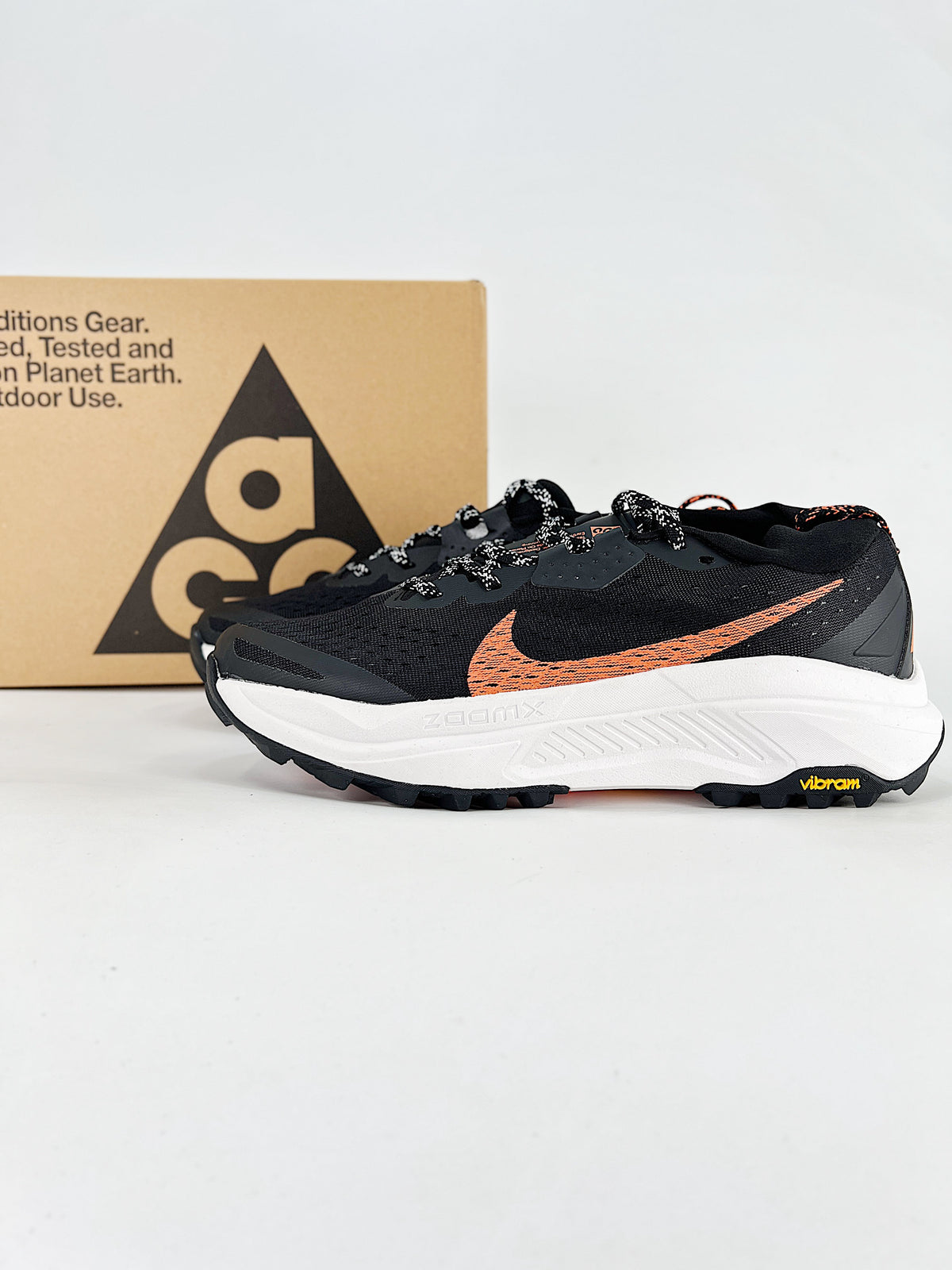 Nike ACG ZoomX Trail Running Shoes - Black, Orange & White