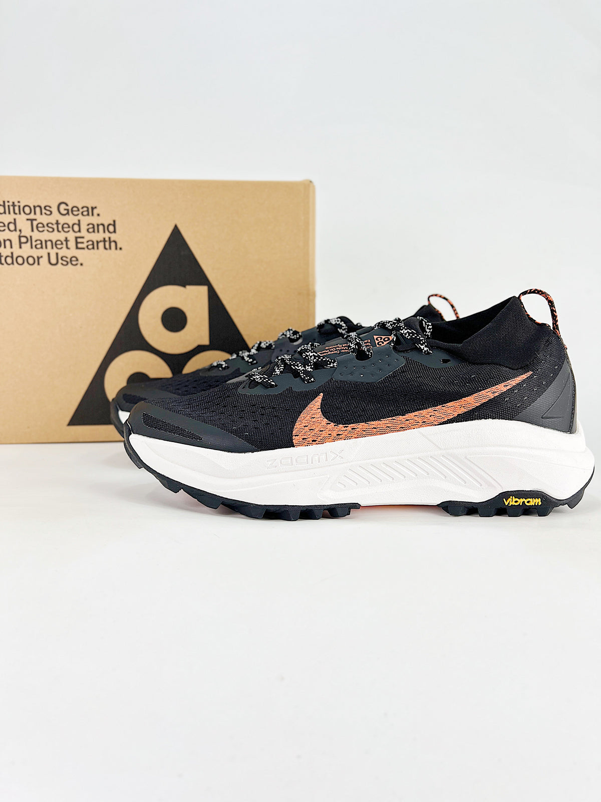 Nike ACG ZoomX Trail Running Shoes - Black, Orange & White
