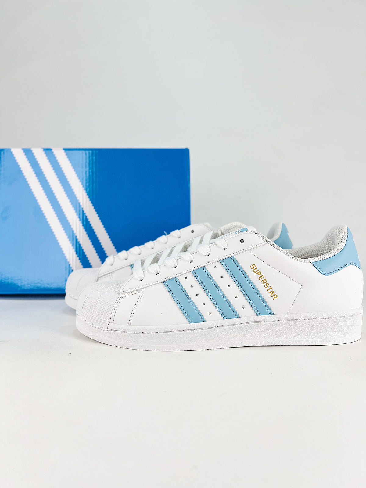 adidas Superstar Leather Sneakers - White/Light Blue