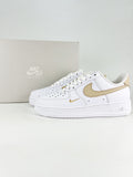 Nike Air Force 1 Sneakers - White, Khaki & Gold Mini Swoosh