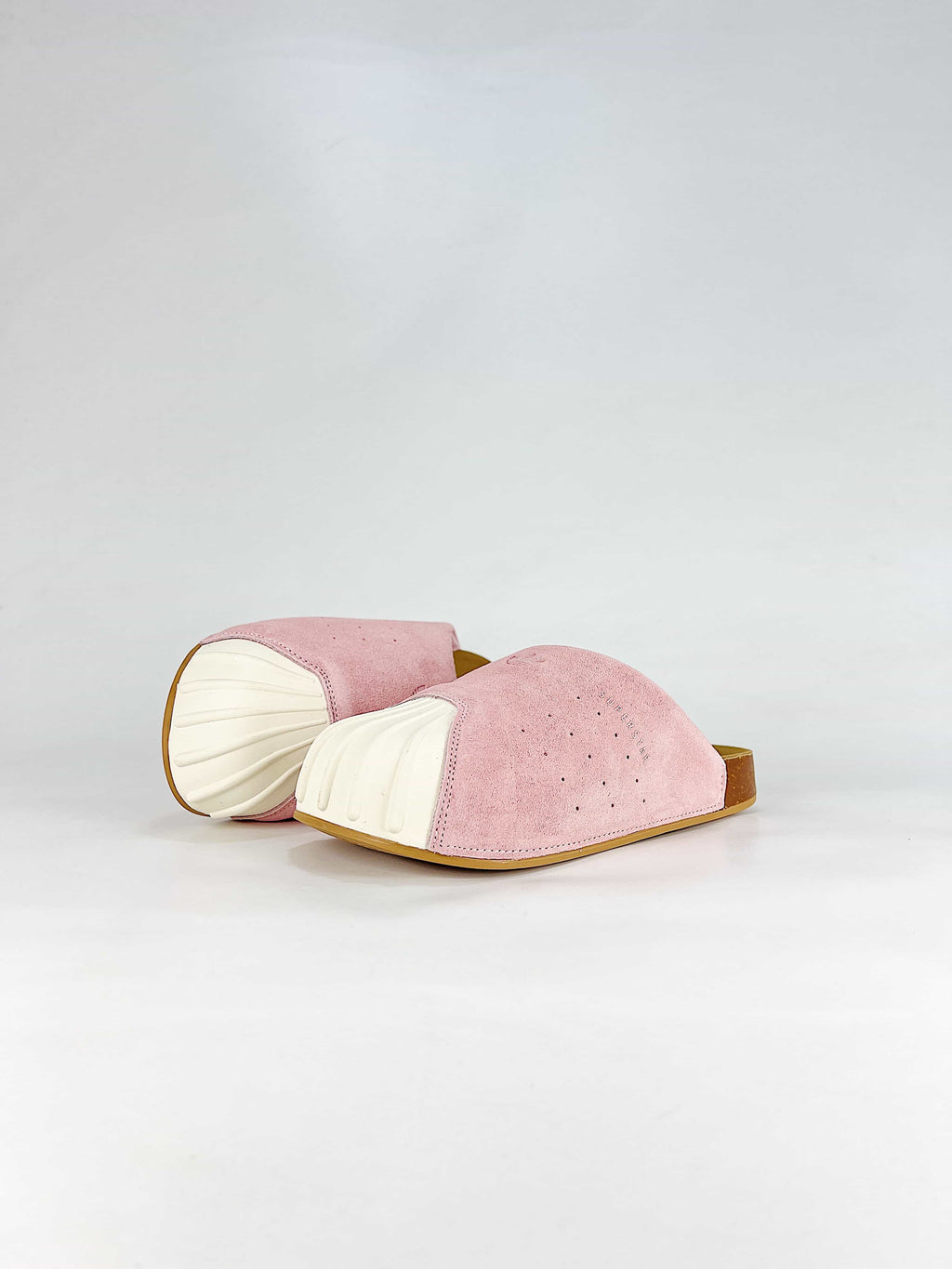 adidas Superstar Suede Slippers - Pink with Cork Sole