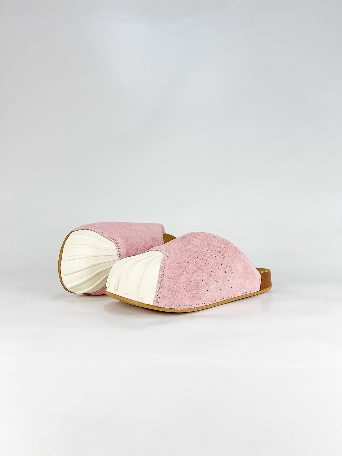 adidas Superstar Suede Slippers - Pink with Cork Sole