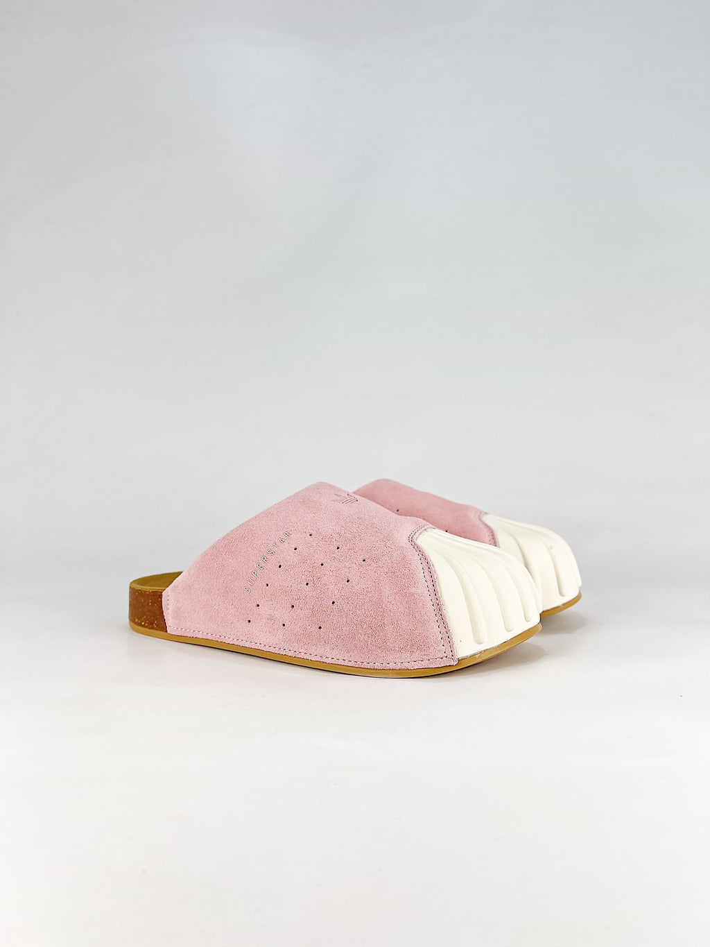 adidas Superstar Suede Slippers - Pink with Cork Sole