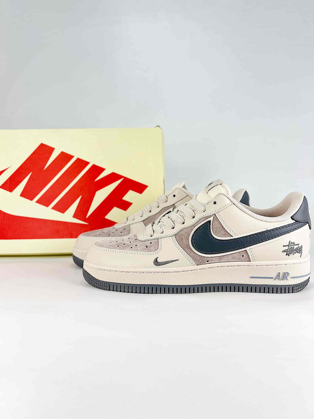Nike Air Force 1 Suede Sneakers - Cream & Gray