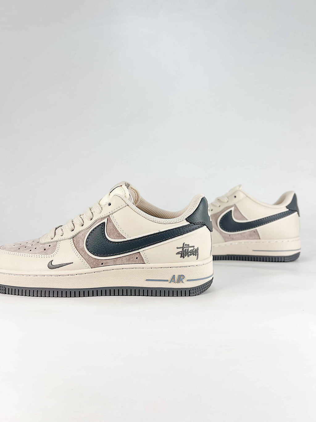 Nike Air Force 1 Suede Sneakers - Cream & Gray