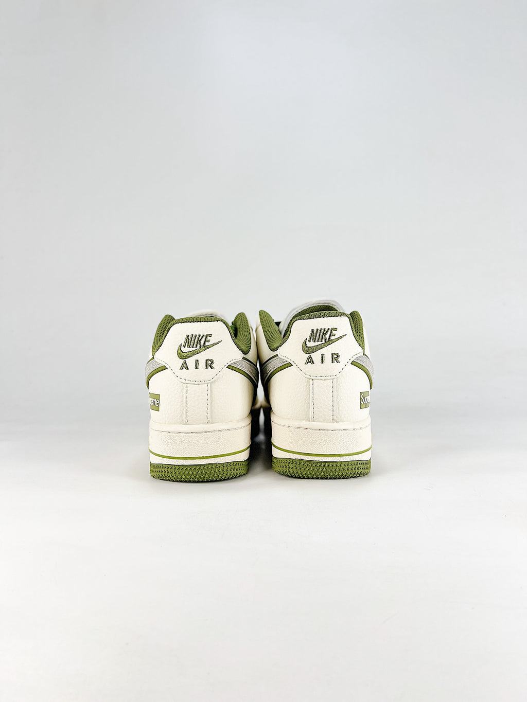 Nike Air Force 1 Sneakers - White & Olive Green