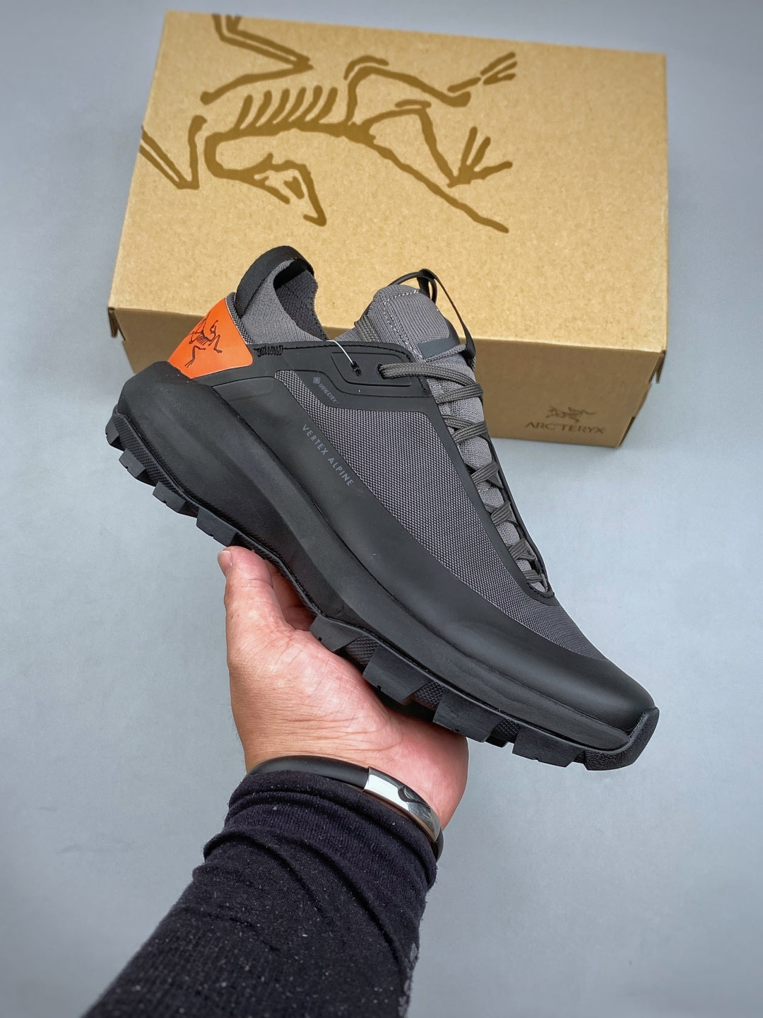 Arc’teryx Vertex Alpine Low-Top Lace-Up Shoes in Charcoal and Black with Orange
