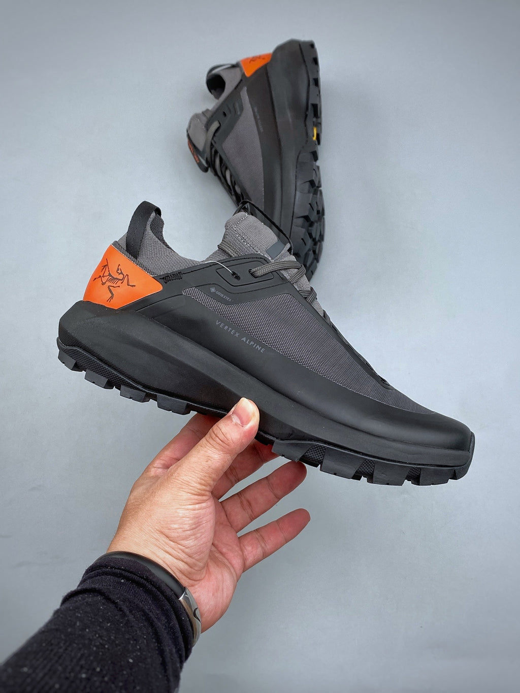 Arc’teryx Vertex Alpine Low-Top Lace-Up Shoes in Charcoal and Black with Orange