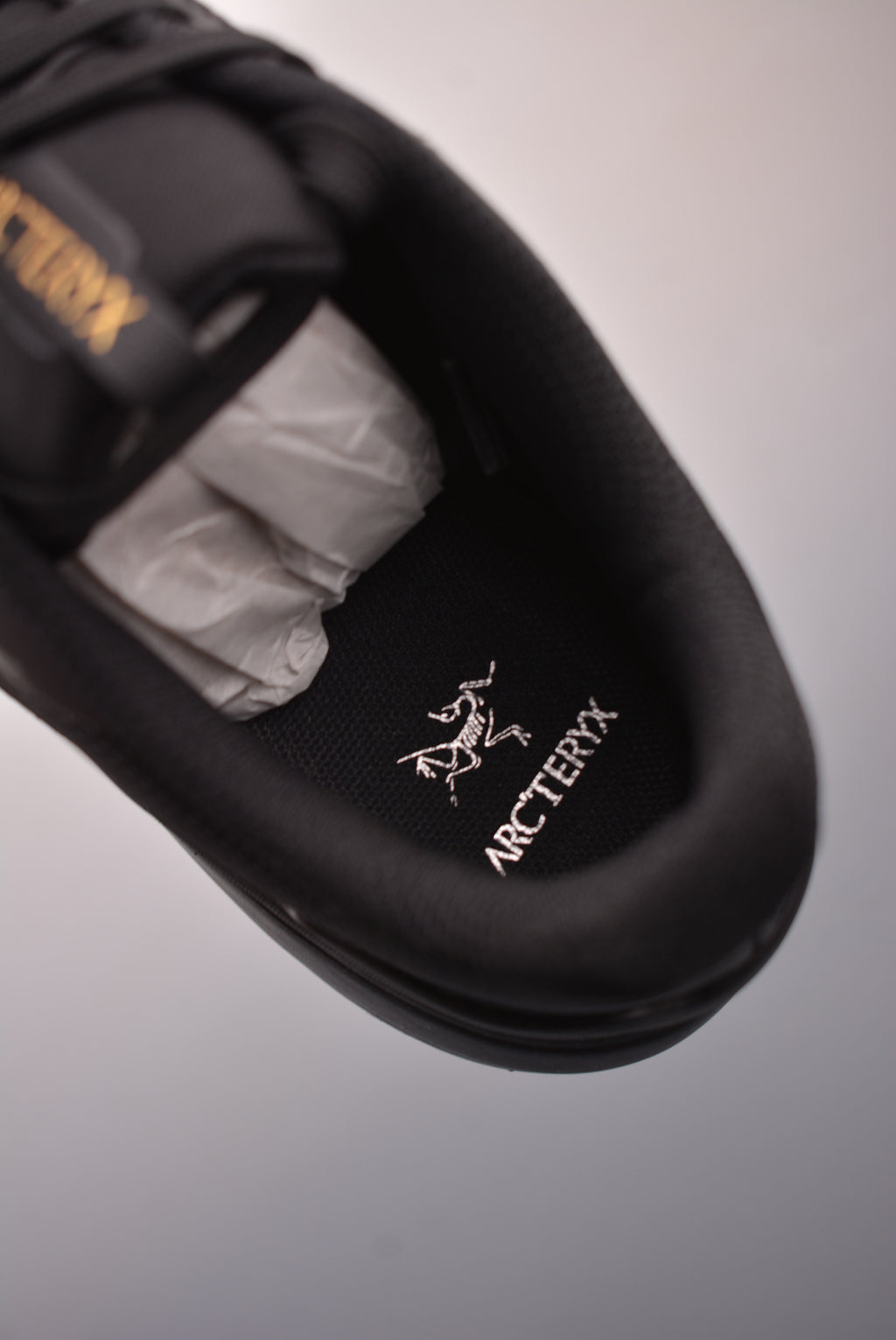 Arc’teryx Low-Top Lace-Up Shoes in Black with Gold Logo