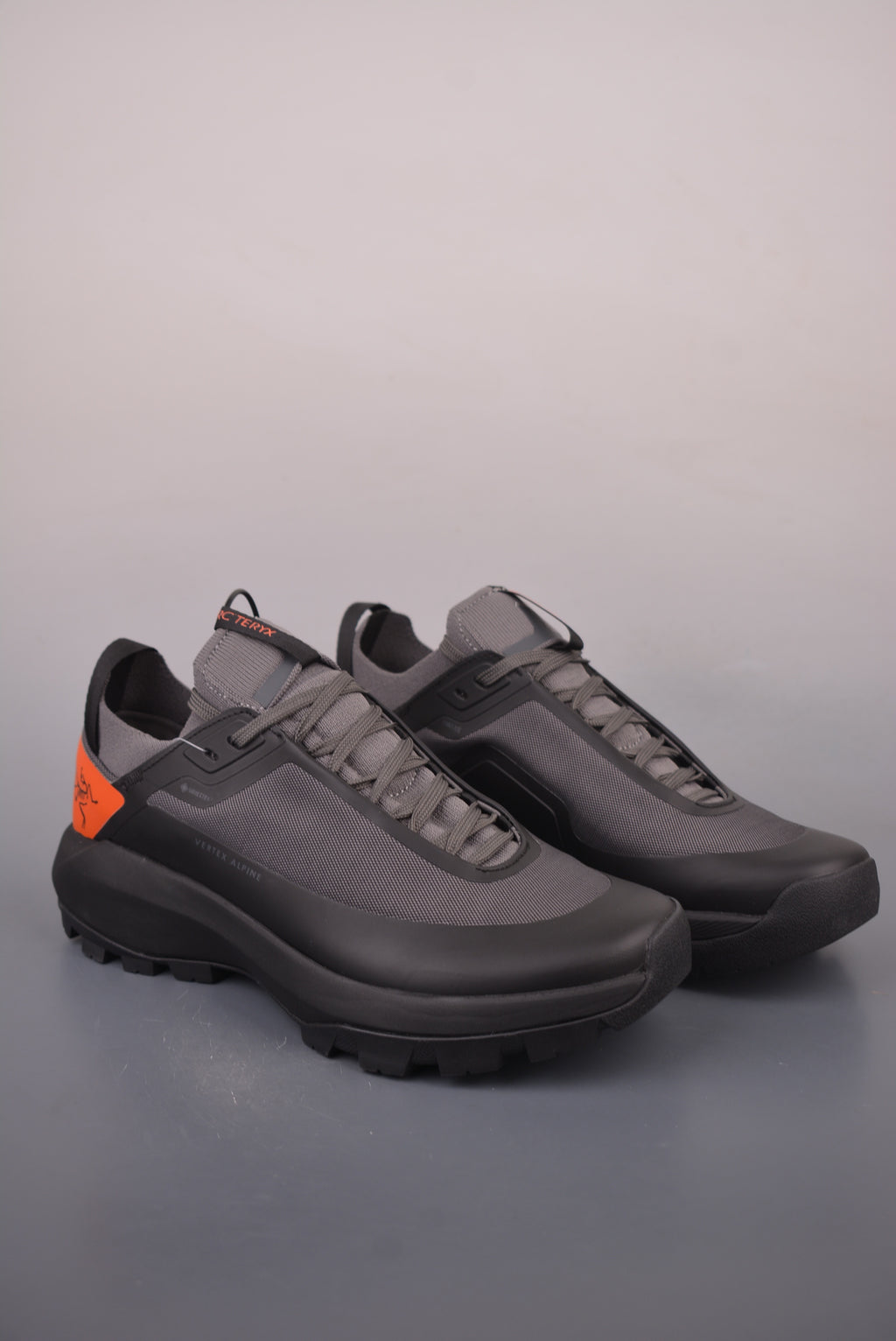 Arc’teryx Charcoal Low-Top Lace-Up Shoes with Orange Heel Panels