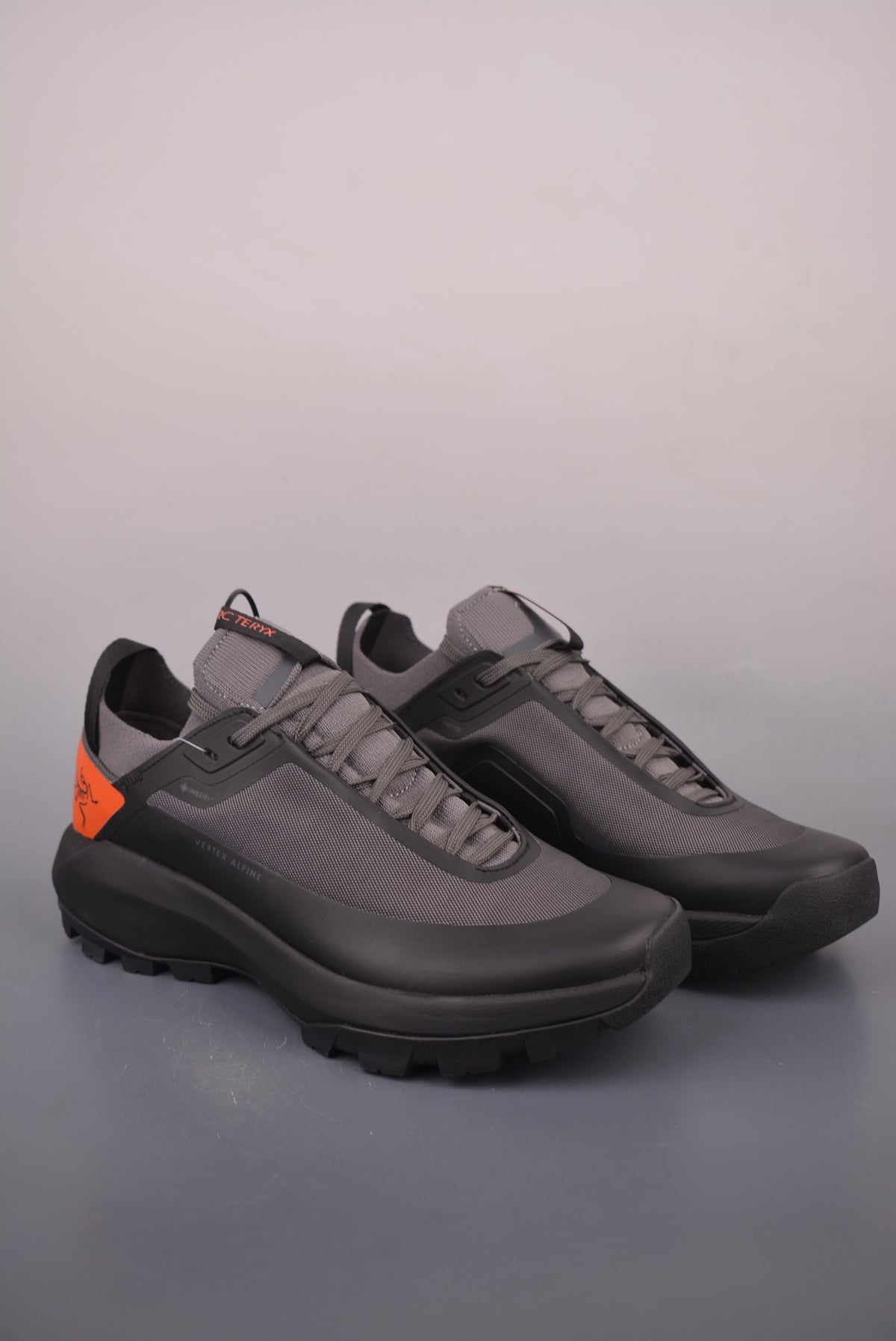 Arc’teryx Charcoal Low-Top Lace-Up Shoes with Orange Heel Panels