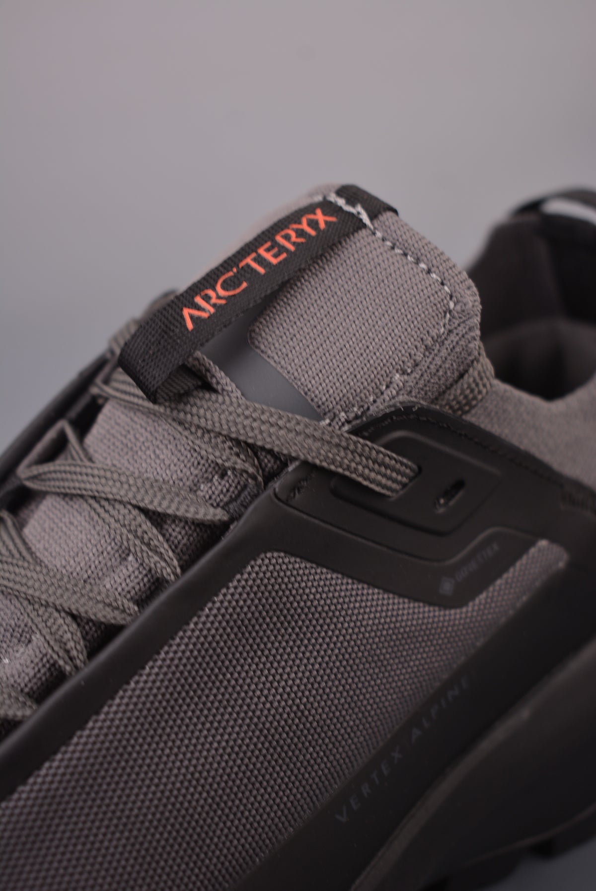 Arc’teryx Charcoal Low-Top Lace-Up Shoes with Orange Heel Panels